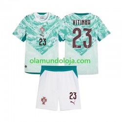 Camisola Portugal Vitinha 23 Criança Equipamento Segundo 2026 2027 Manga Curta